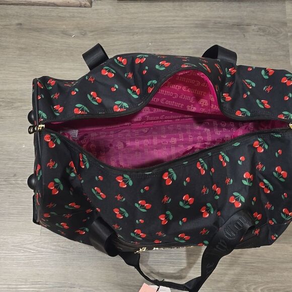 Juicy Couture Heart Cherries Travel Rolling Duffel Bag - Picture 12 of 14